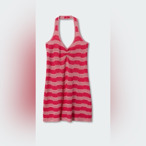 Mango Pink Striped Mini Cut-Out Back Dress - Picture 6 of 8